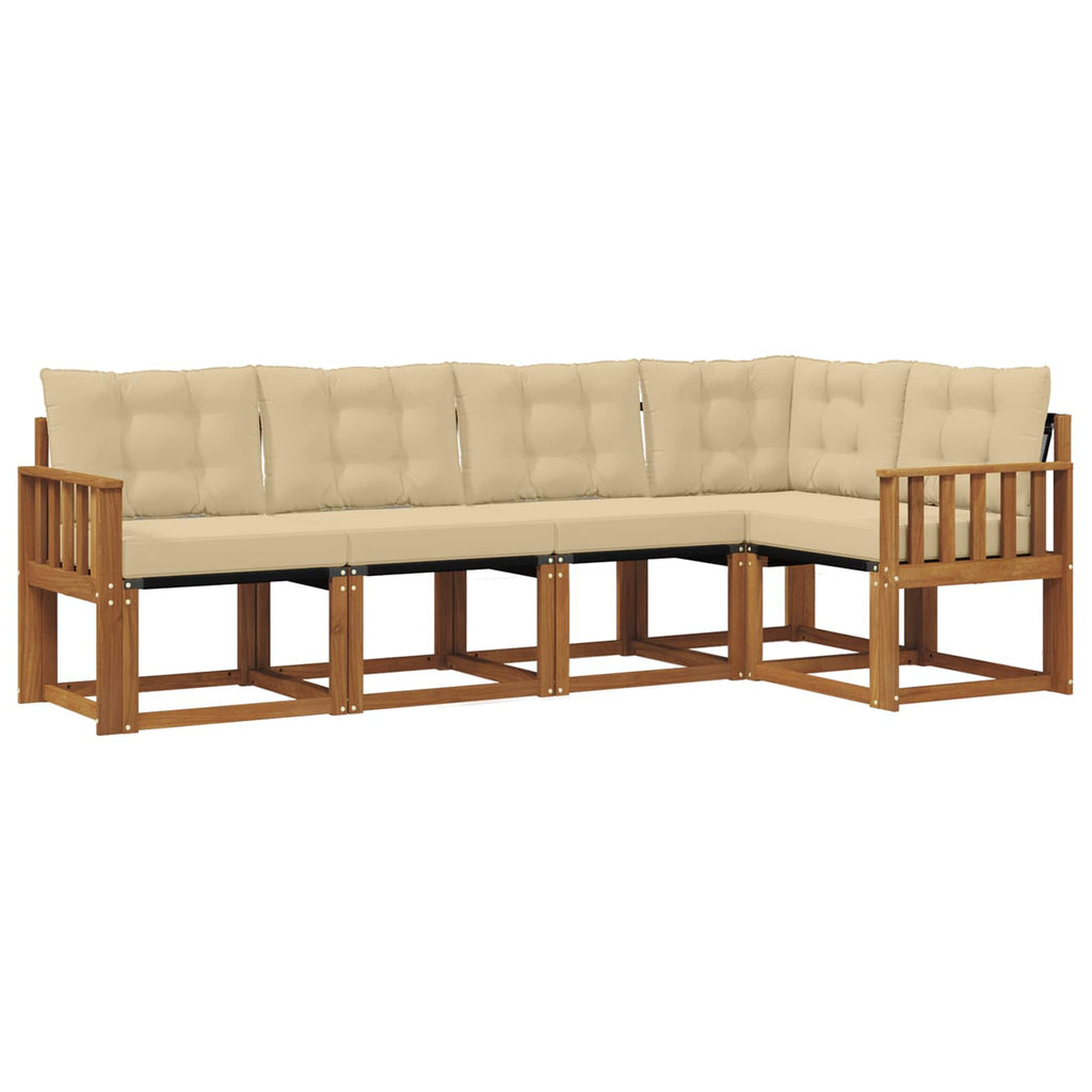 Outdoor-Sofagarnitur mit Kissen 5 pcs Natur und Beige