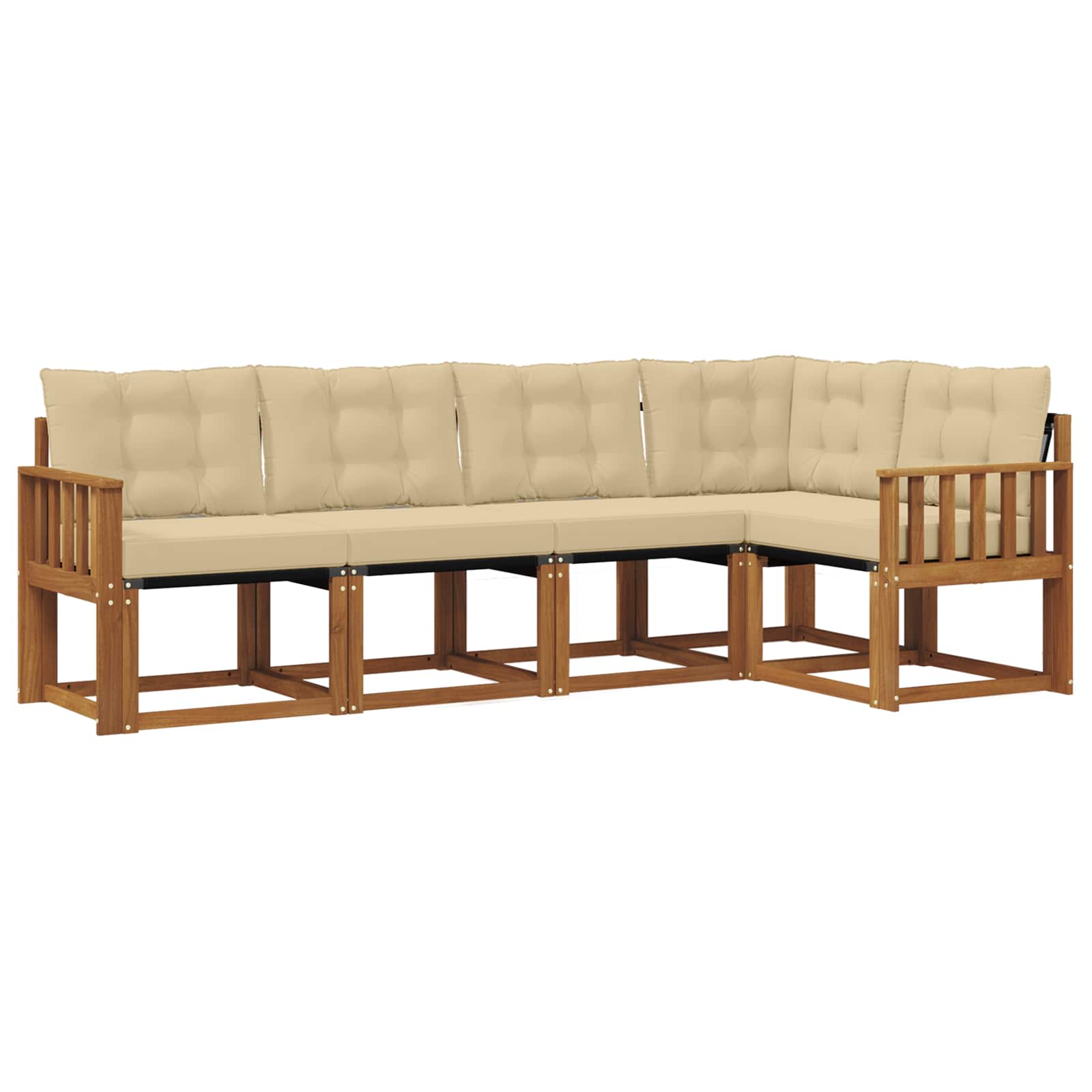 Outdoor-Sofagarnitur mit Kissen 5 pcs Natur und Beige