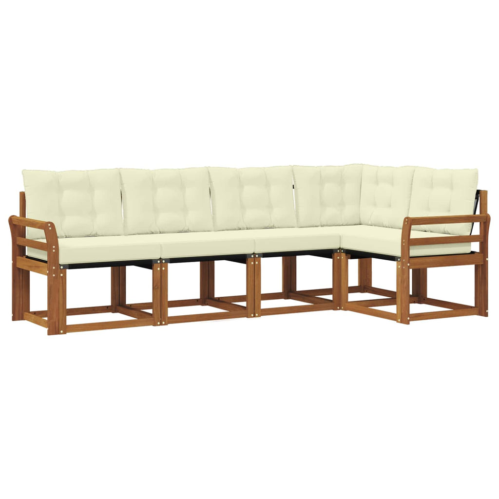 Outdoor-Sofagarnitur mit Kissen 5 pcs Natur und Creme