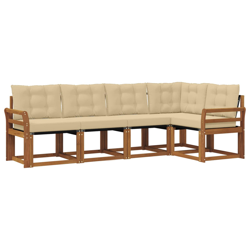 Outdoor-Sofagarnitur mit Kissen 5 pcs Natur und Beige