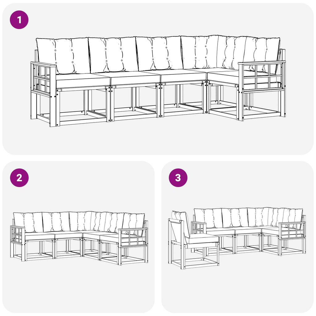 Outdoor-Sofagarnitur mit Kissen 5 pcs Natur und Creme