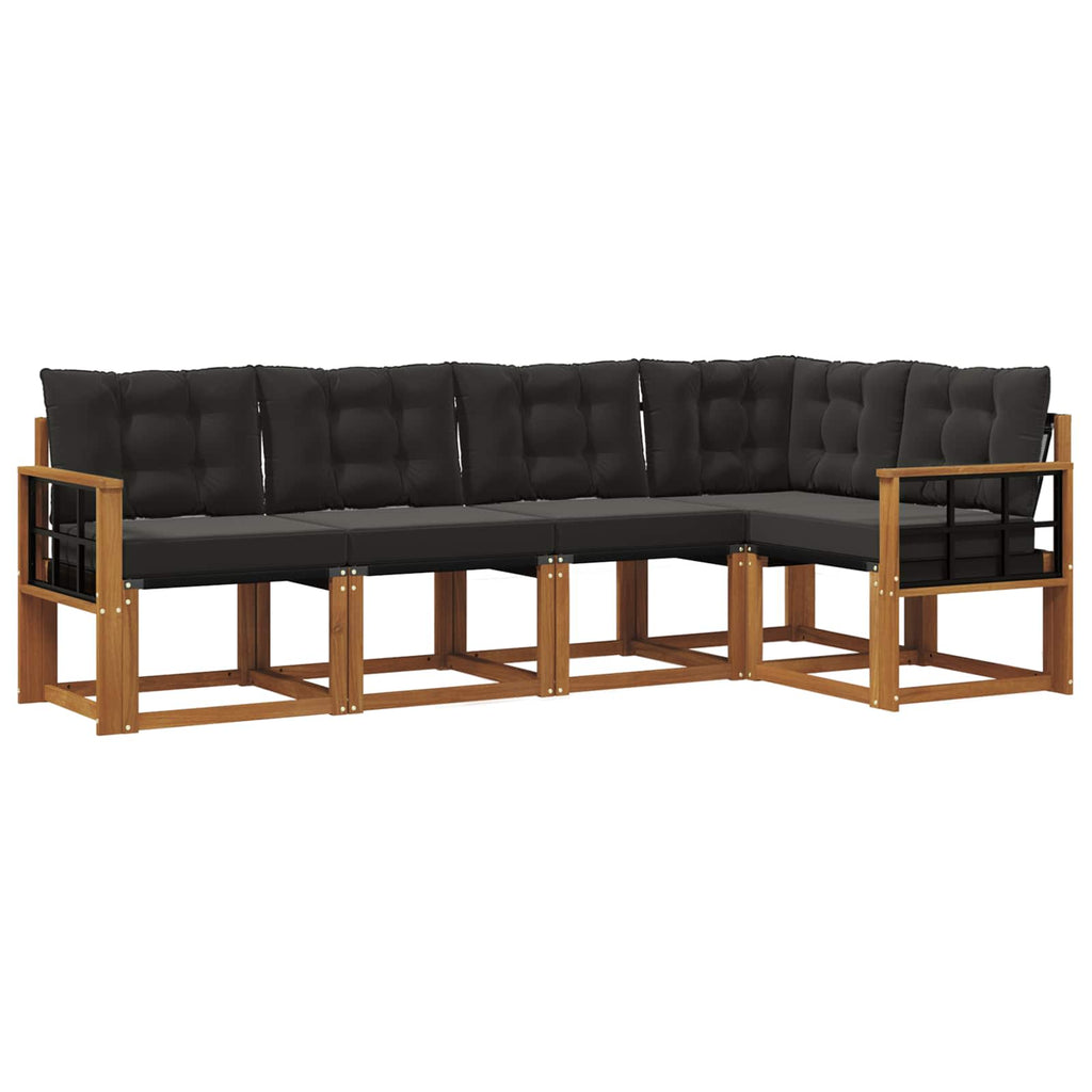 Outdoor-Sofagarnitur mit Kissen 5 pcs Natürlich und Schwarz