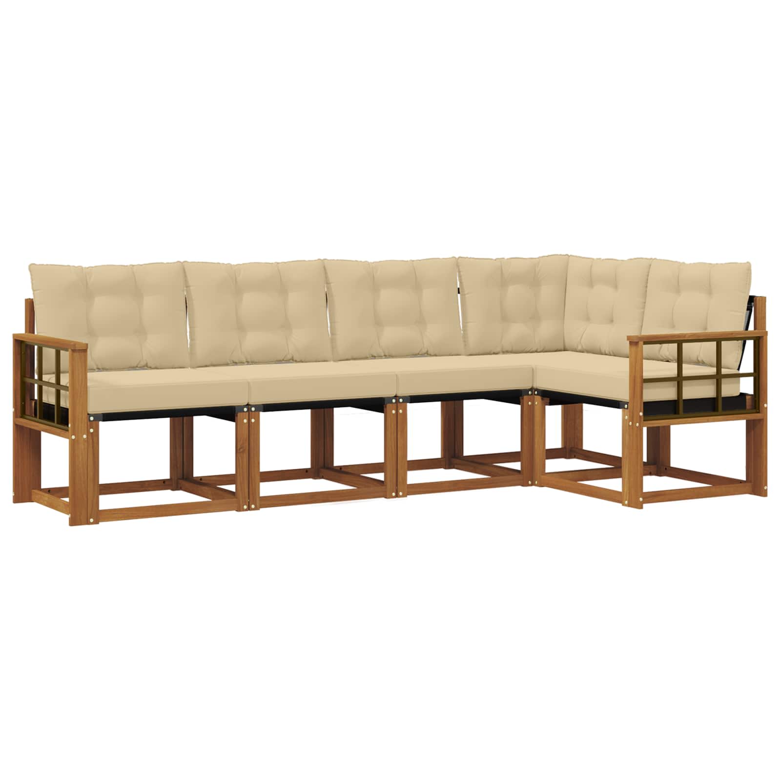 Outdoor-Sofagarnitur mit Kissen 5 pcs Natur und Beige