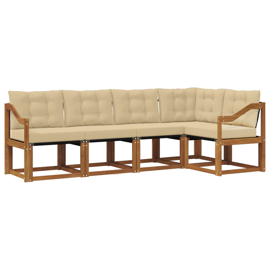 Outdoor-Sofagarnitur mit Kissen 5 pcs Natur und Beige