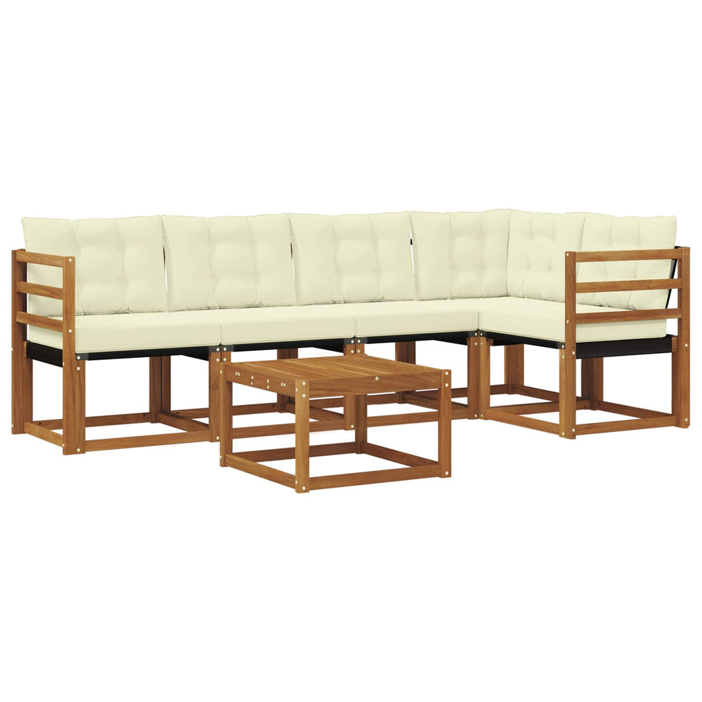 Outdoor-Sofagarnitur mit Kissen 6 pcs Natur und Creme