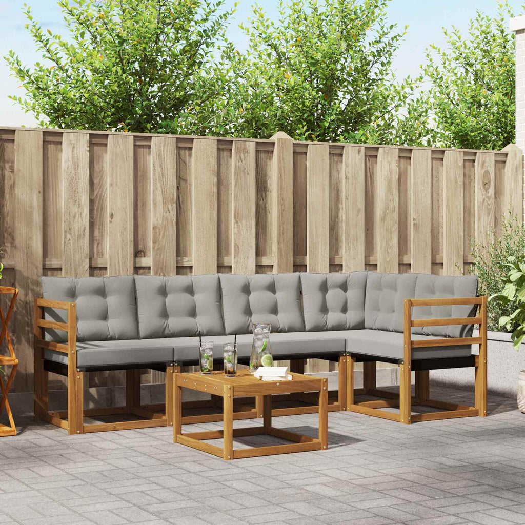 Outdoor-Sofagarnitur mit Kissen 6 pcs Natürlich und Hellgrau