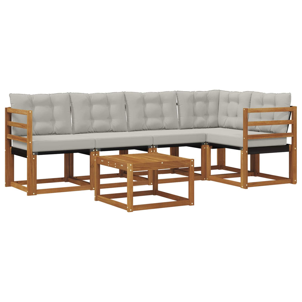 Outdoor-Sofagarnitur mit Kissen 6 pcs Natürlich und Hellgrau