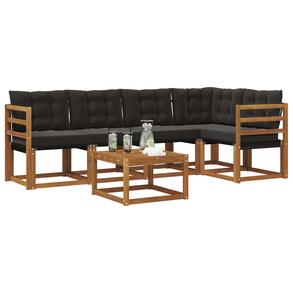 Outdoor-Sofagarnitur mit Kissen 6 pcs Natürlich und Schwarz