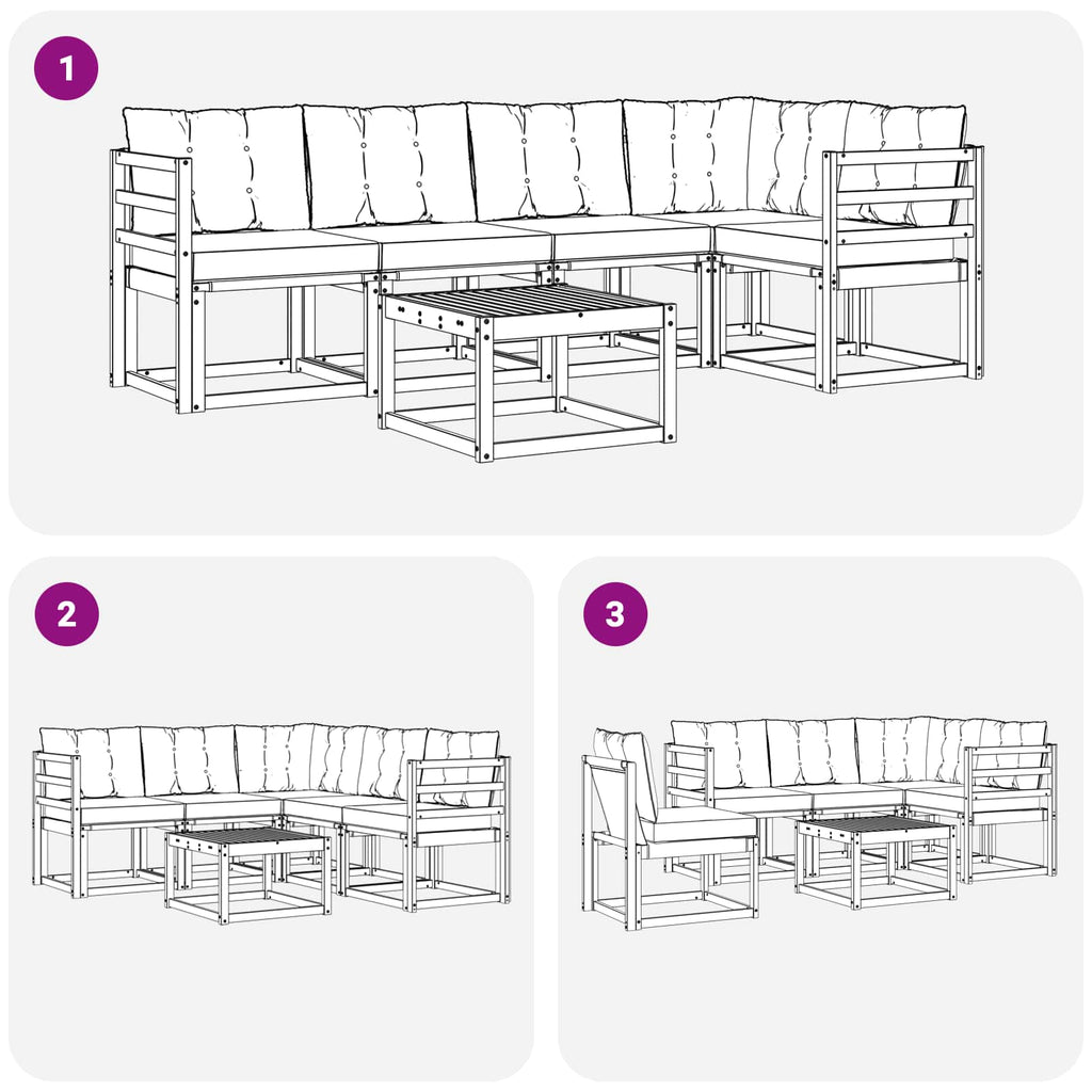 Outdoor-Sofagarnitur mit Kissen 6 pcs Natur und Beige