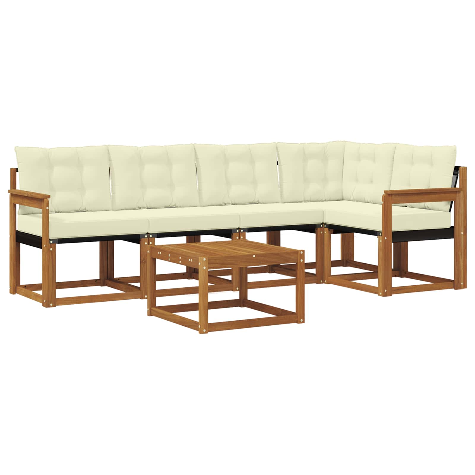 Outdoor-Sofagarnitur mit Kissen 6 pcs Natur und Creme