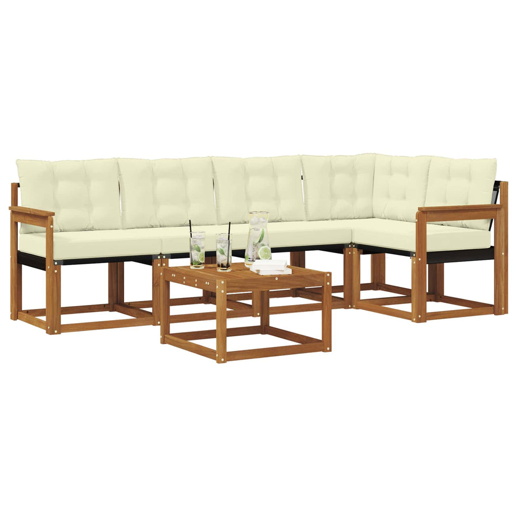 Outdoor-Sofagarnitur mit Kissen 6 pcs Natur und Creme