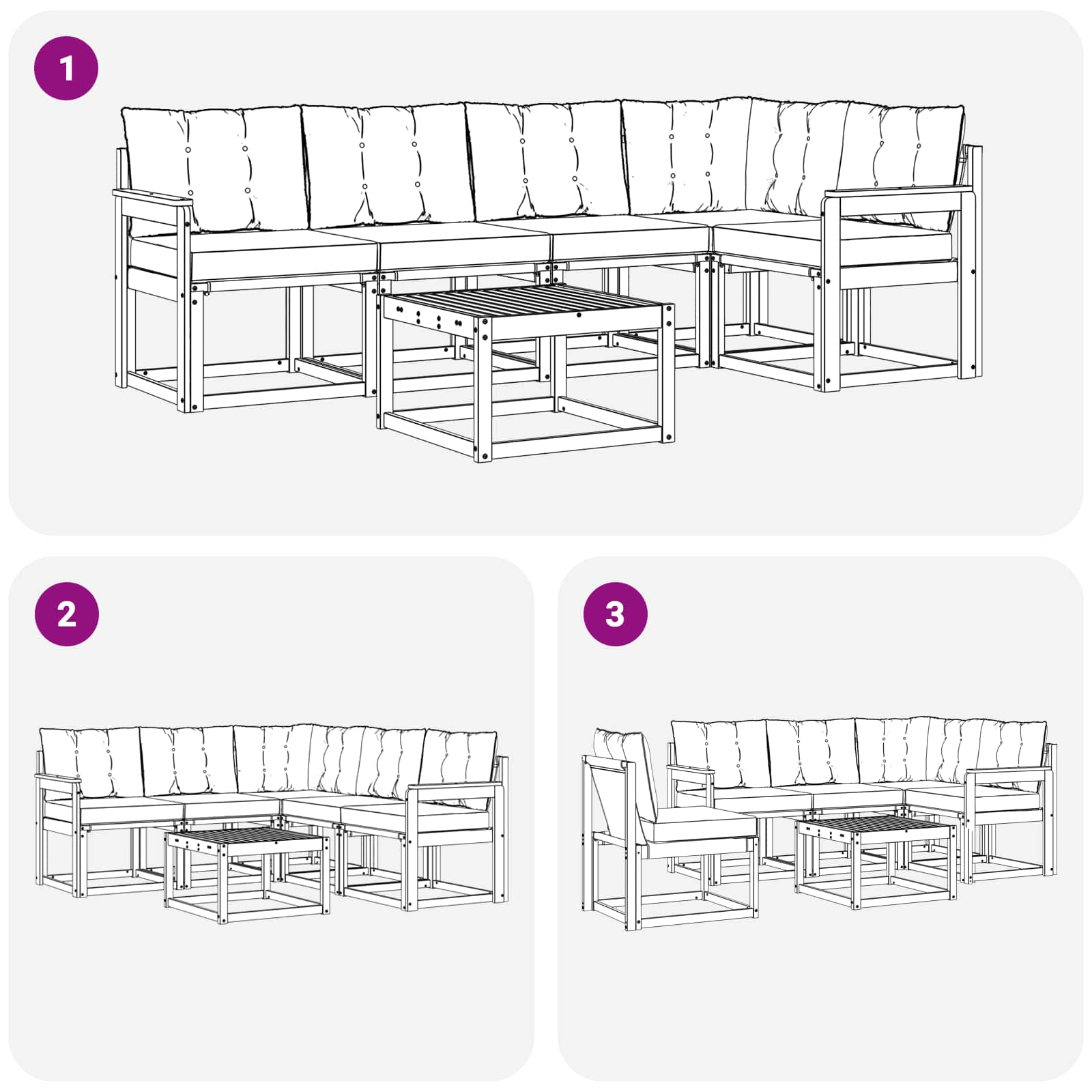 Outdoor-Sofagarnitur mit Kissen 6 pcs Natur und Creme