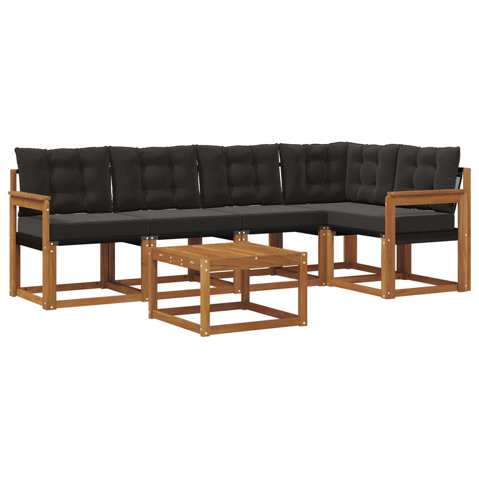 Outdoor-Sofagarnitur mit Kissen 6 pcs Natürlich und Schwarz