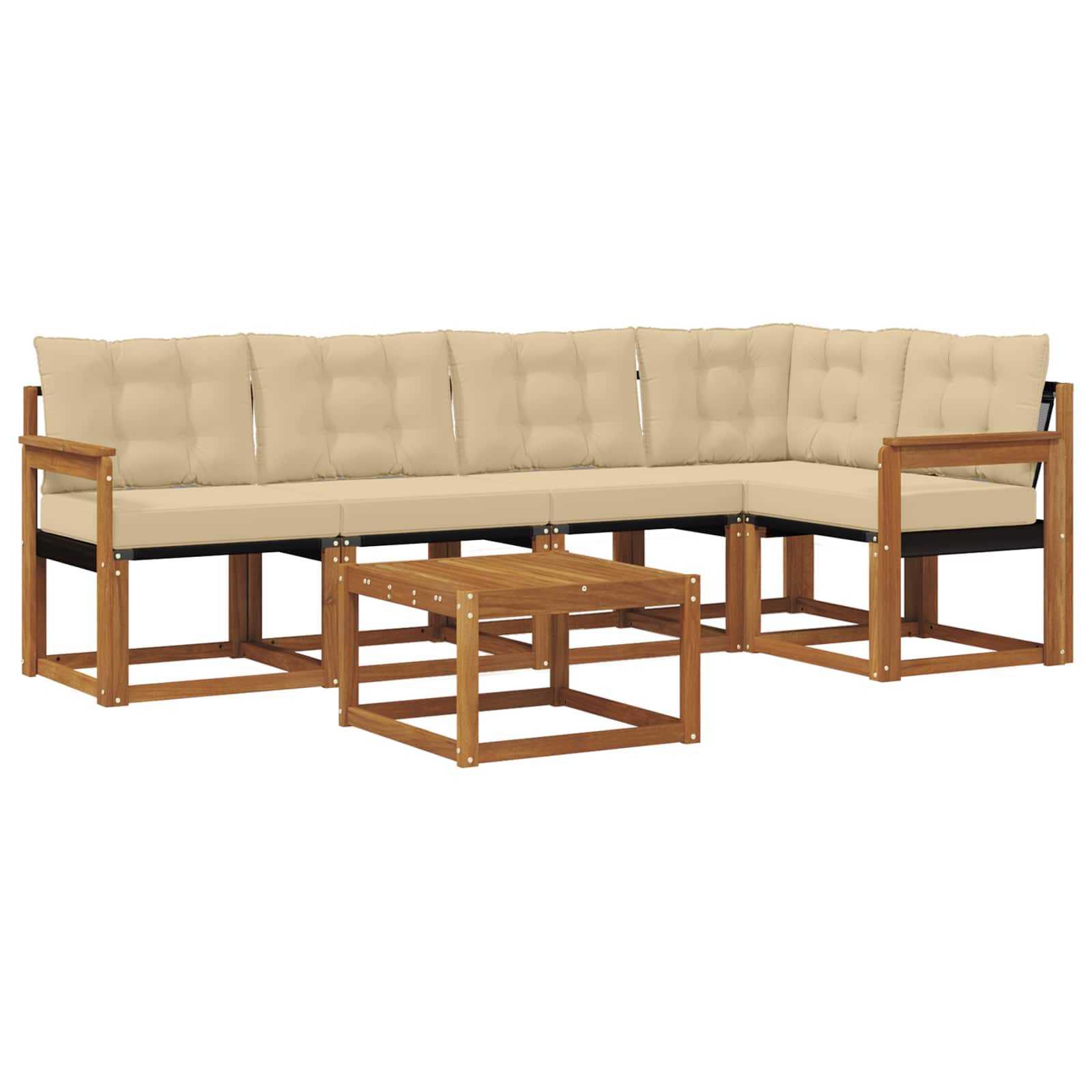Outdoor-Sofagarnitur mit Kissen 6 pcs Natur und Beige