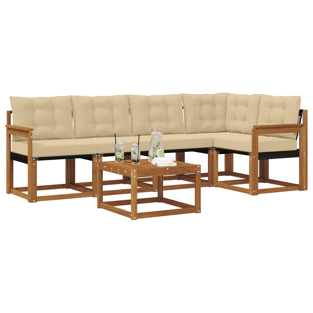 Outdoor-Sofagarnitur mit Kissen 6 pcs Natur und Beige