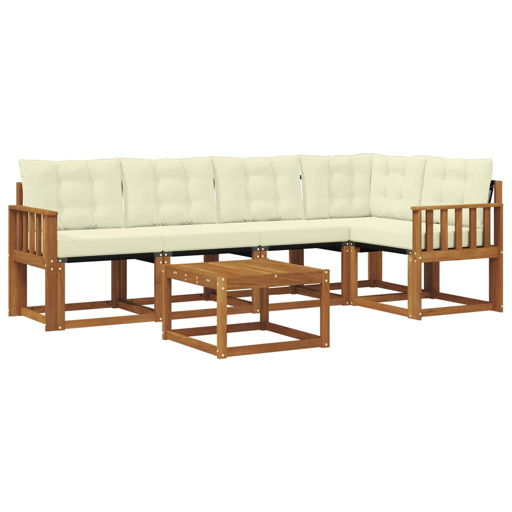 Outdoor-Sofagarnitur mit Kissen 6 pcs Natur und Creme