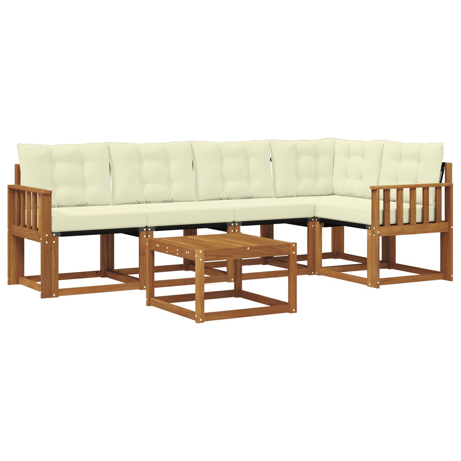 Outdoor-Sofagarnitur mit Kissen 6 pcs Natur und Creme