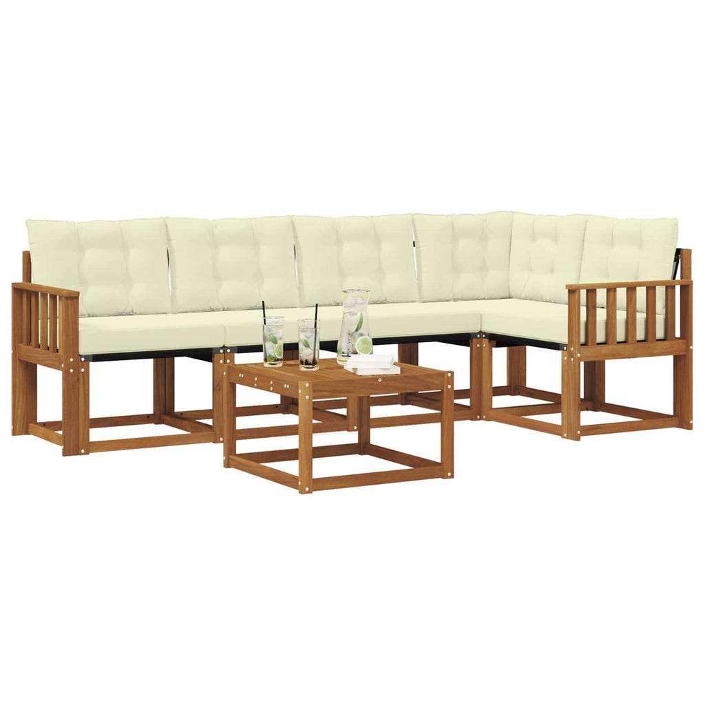 Outdoor-Sofagarnitur mit Kissen 6 pcs Natur und Creme