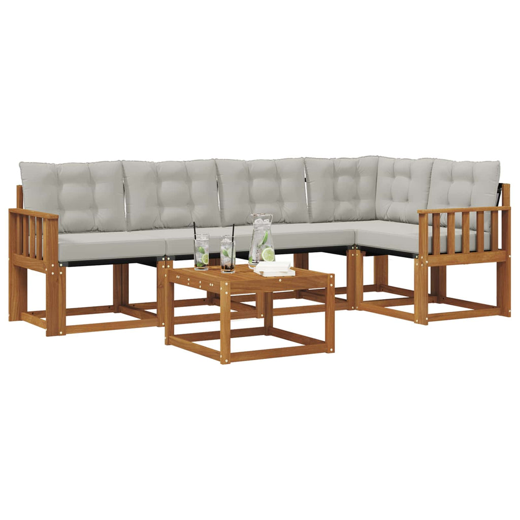 Outdoor-Sofagarnitur mit Kissen 6 pcs Natürlich und Hellgrau