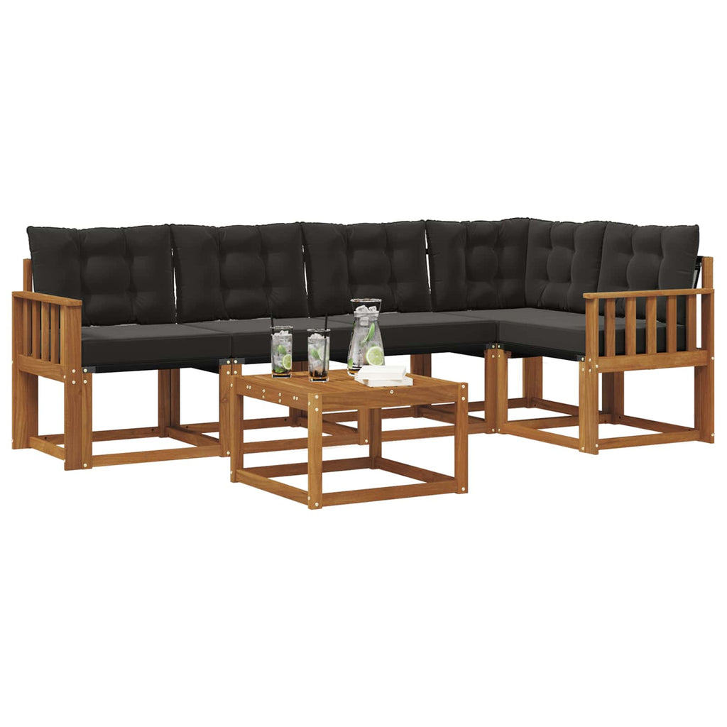 Outdoor-Sofagarnitur mit Kissen 6 pcs Natürlich und Schwarz