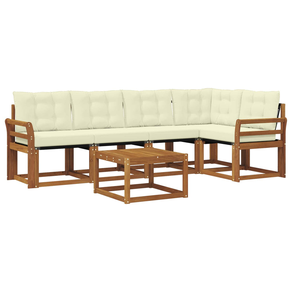 Outdoor-Sofagarnitur mit Kissen 6 pcs Natur und Creme