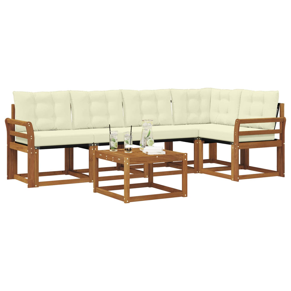 Outdoor-Sofagarnitur mit Kissen 6 pcs Natur und Creme