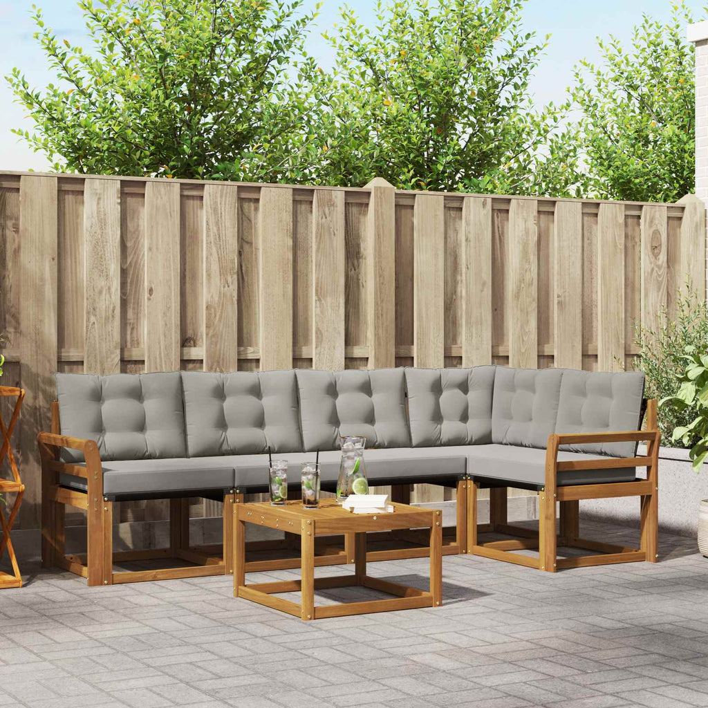 Outdoor-Sofagarnitur mit Kissen 6 pcs Natürlich und Hellgrau
