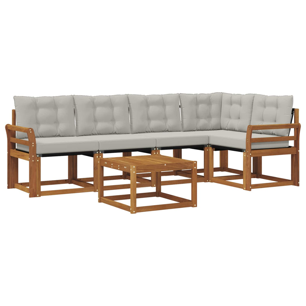 Outdoor-Sofagarnitur mit Kissen 6 pcs Natürlich und Hellgrau