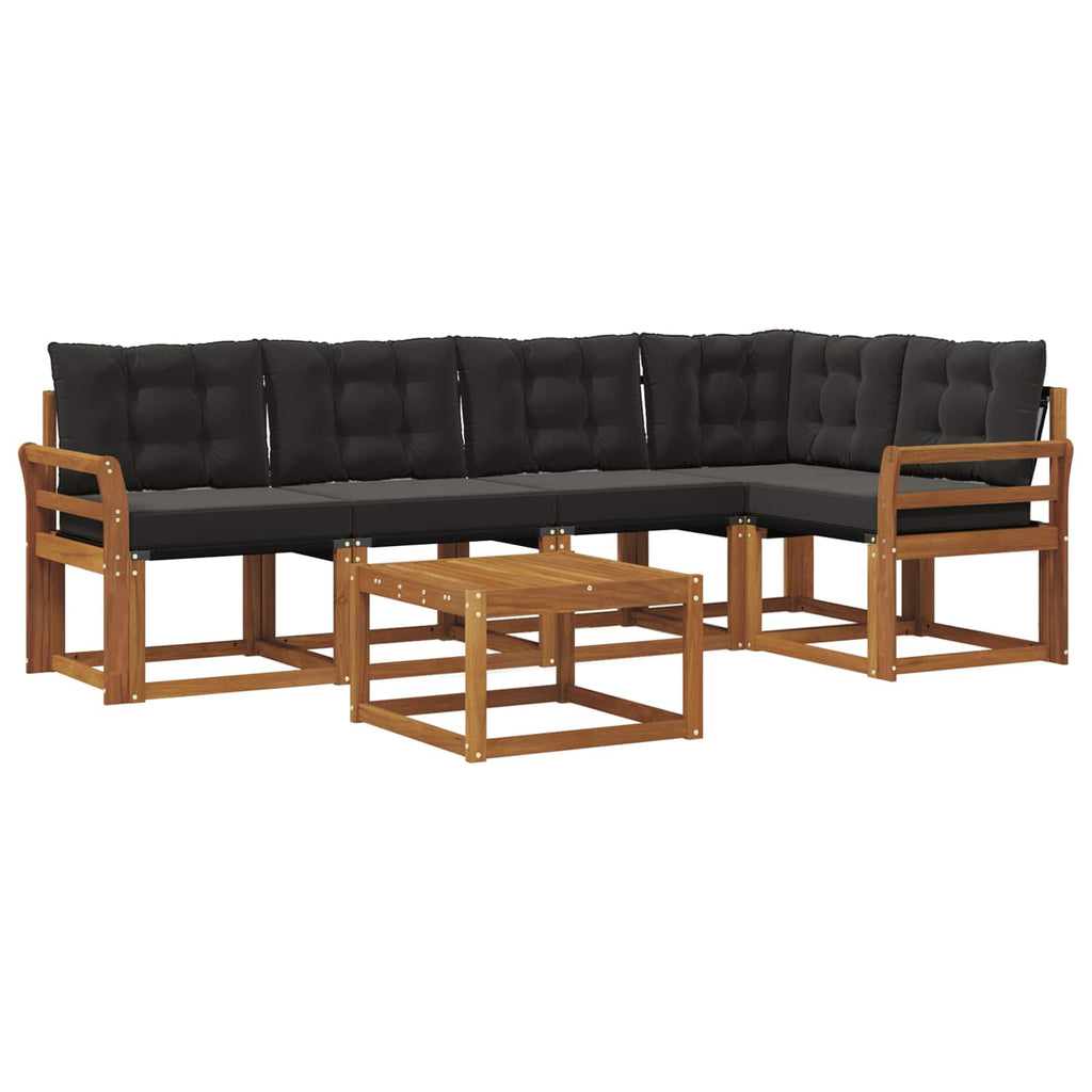 Outdoor-Sofagarnitur mit Kissen 6 pcs Natürlich und Schwarz