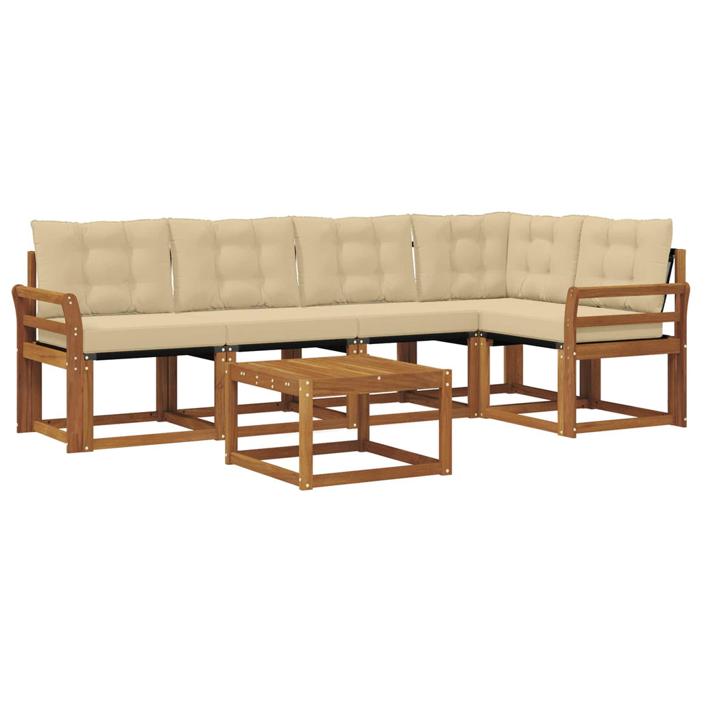 Outdoor-Sofagarnitur mit Kissen 6 pcs Natur und Beige
