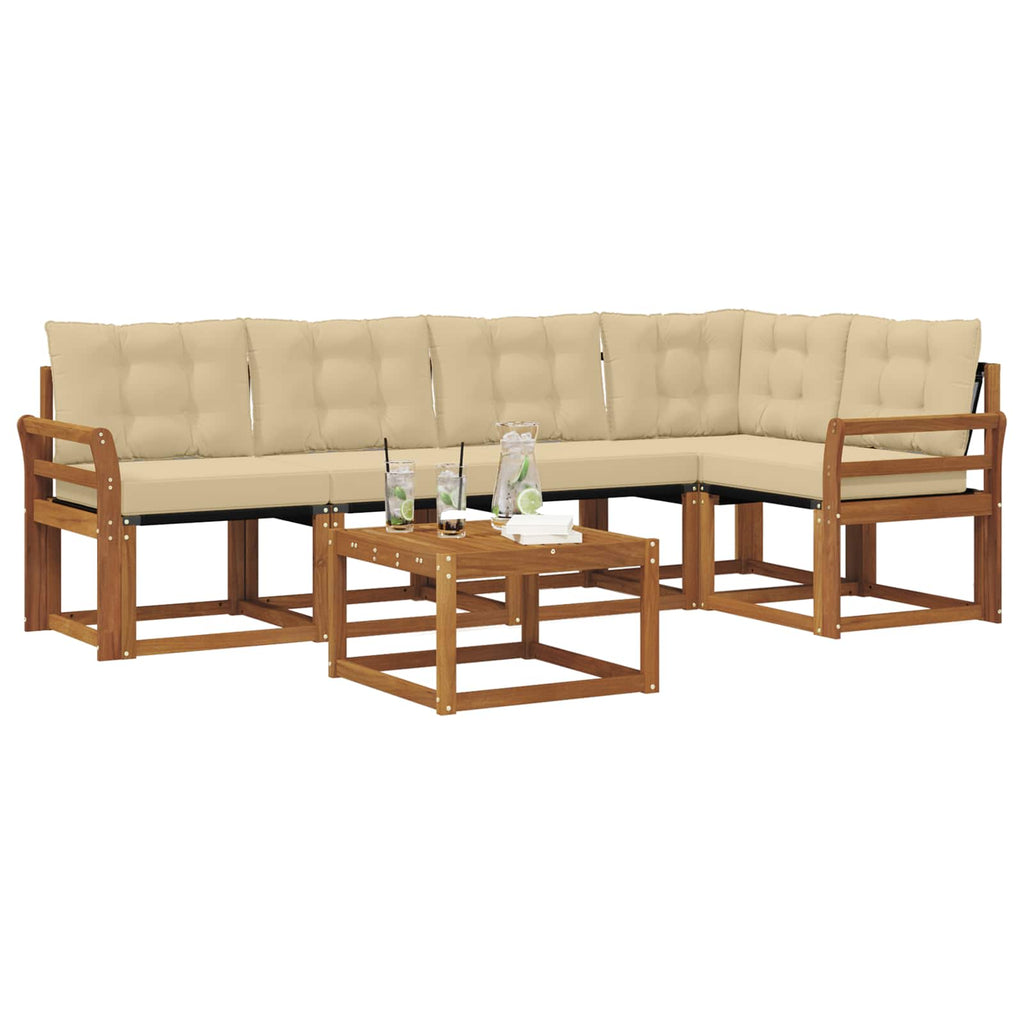 Outdoor-Sofagarnitur mit Kissen 6 pcs Natur und Beige