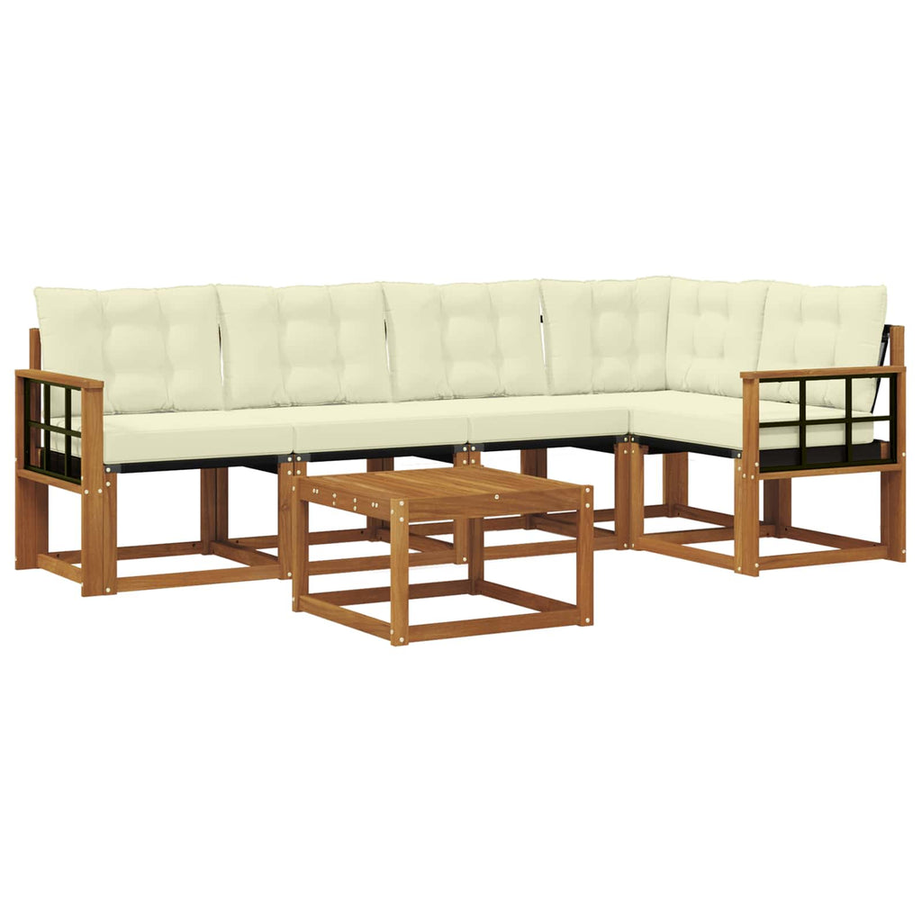 Outdoor-Sofagarnitur mit Kissen 6 pcs Natur und Creme