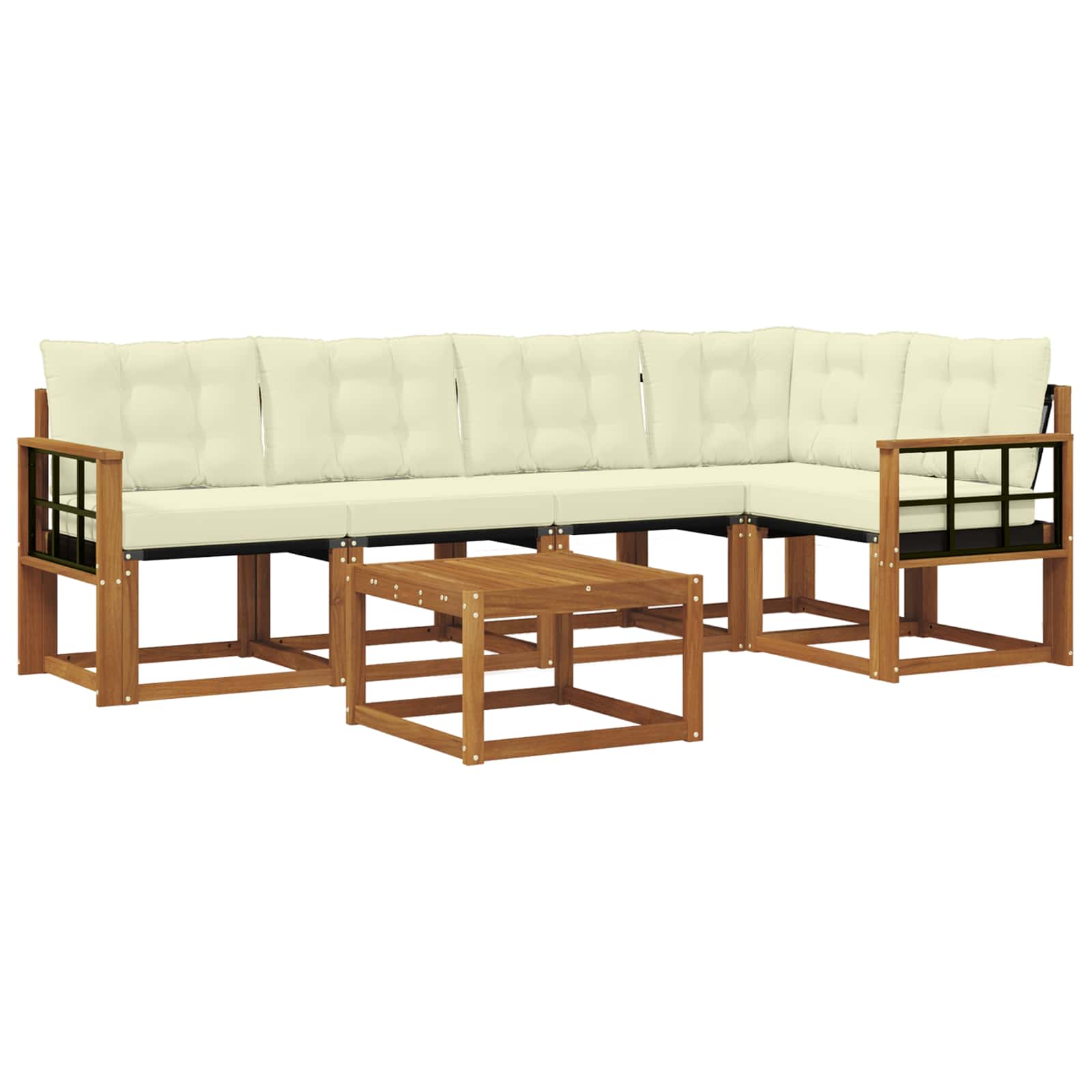 Outdoor-Sofagarnitur mit Kissen 6 pcs Natur und Creme