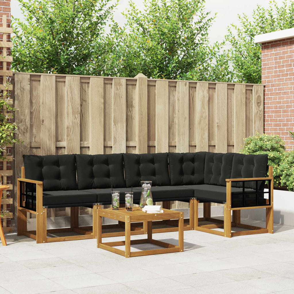 Outdoor-Sofagarnitur mit Kissen 6 pcs Natürlich und Schwarz