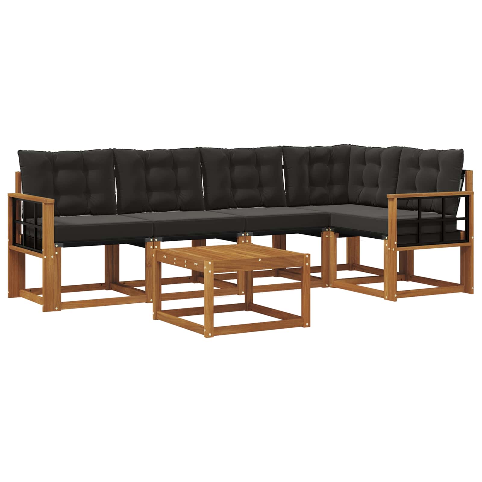Outdoor-Sofagarnitur mit Kissen 6 pcs Natürlich und Schwarz