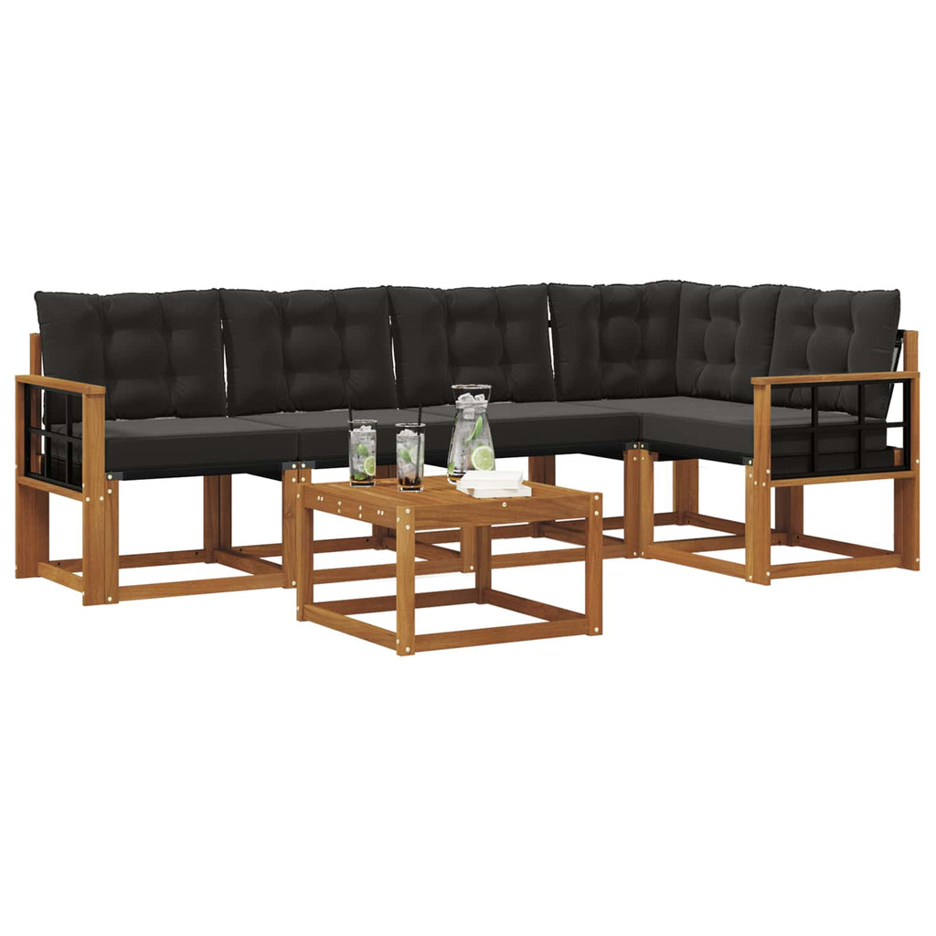Outdoor-Sofagarnitur mit Kissen 6 pcs Natürlich und Schwarz