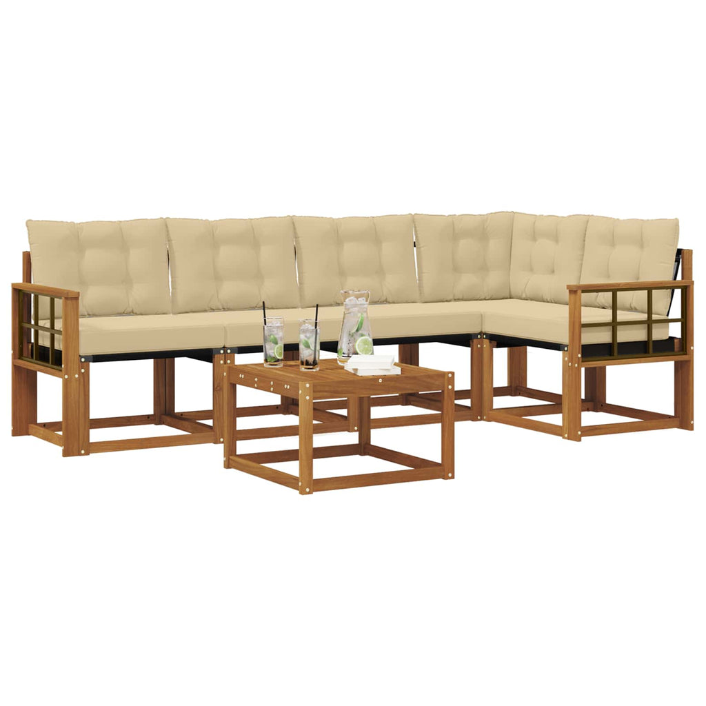 Outdoor-Sofagarnitur mit Kissen 6 pcs Natur und Beige