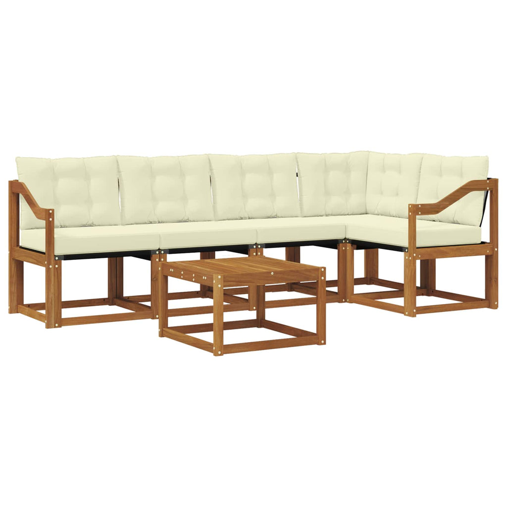 Outdoor-Sofagarnitur mit Kissen 6 pcs Natur und Creme