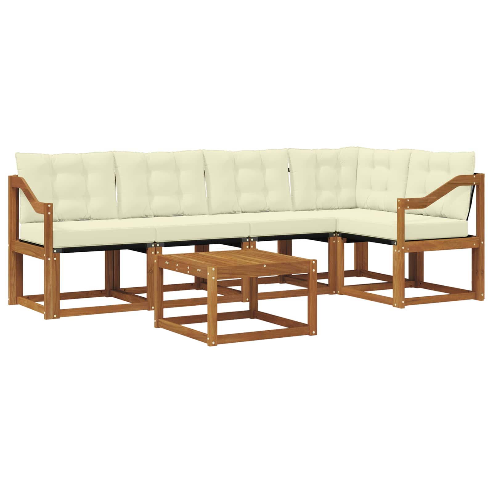 Outdoor-Sofagarnitur mit Kissen 6 pcs Natur und Creme
