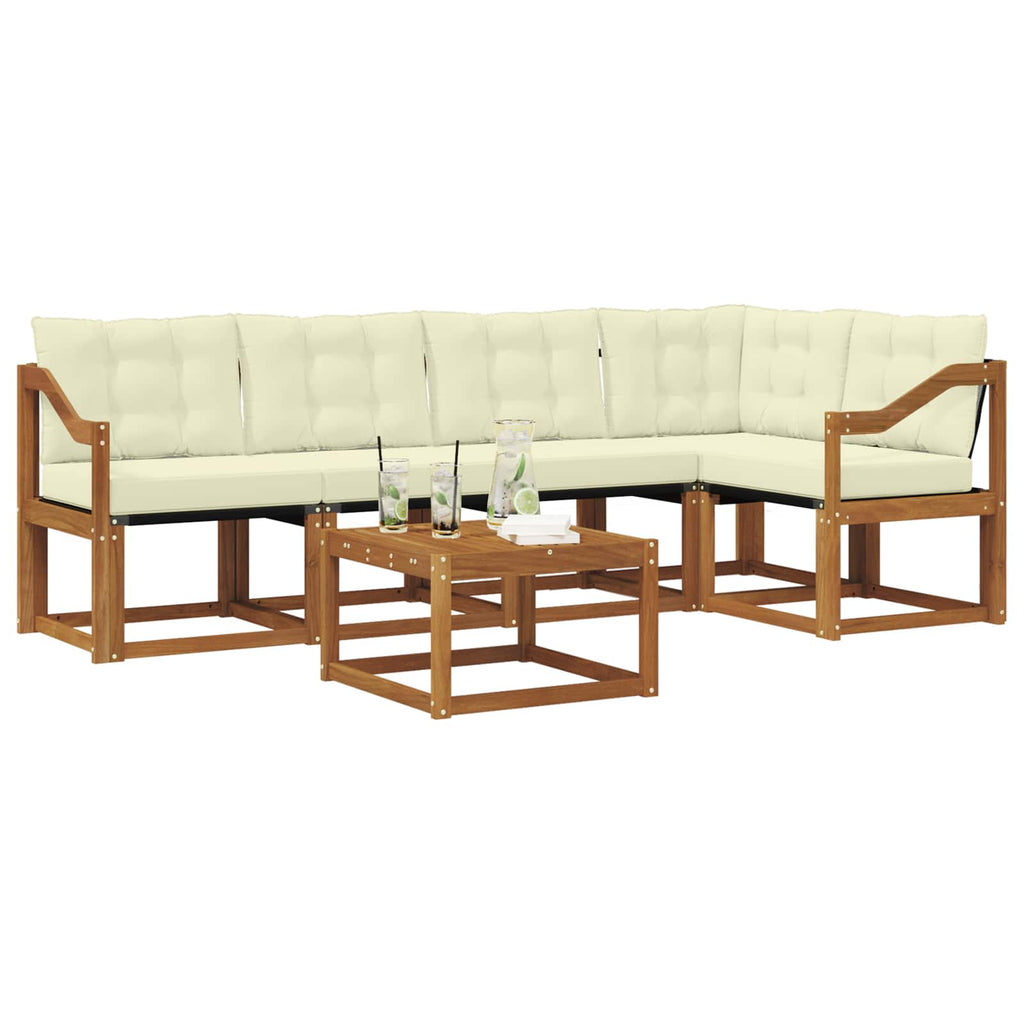 Outdoor-Sofagarnitur mit Kissen 6 pcs Natur und Creme