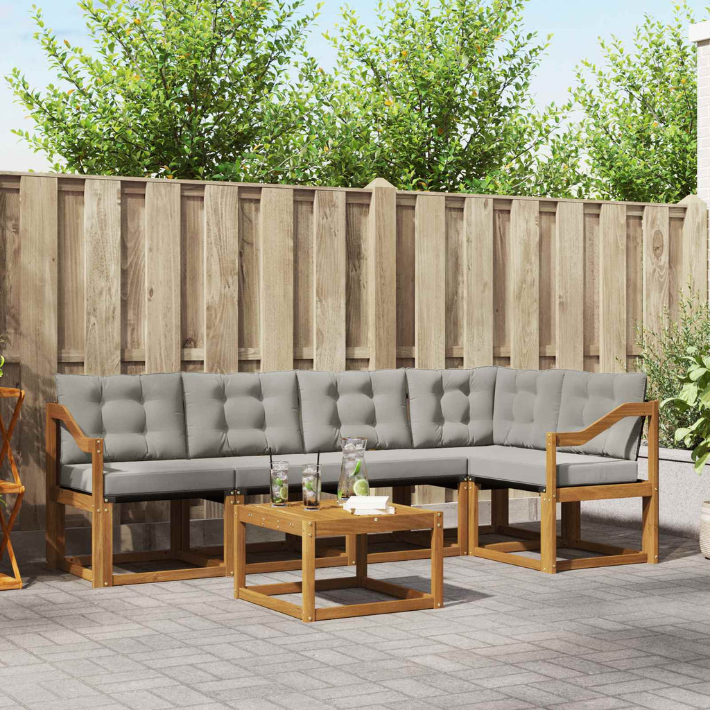 Outdoor-Sofagarnitur mit Kissen 6 pcs Natürlich und Hellgrau