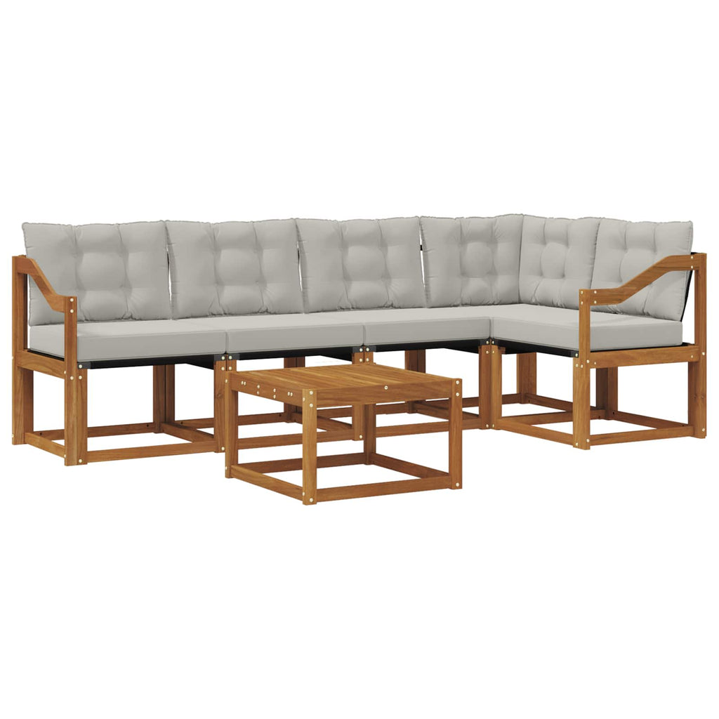 Outdoor-Sofagarnitur mit Kissen 6 pcs Natürlich und Hellgrau