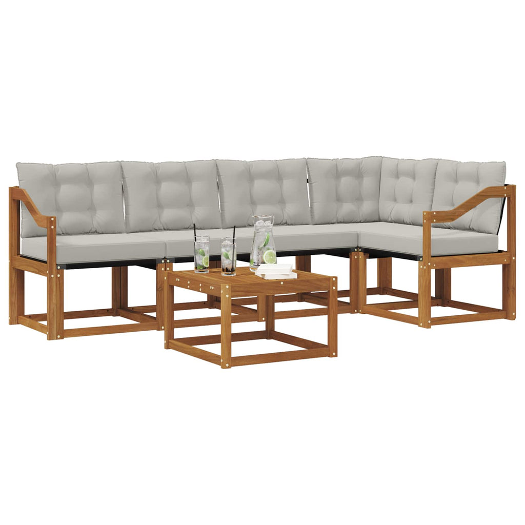 Outdoor-Sofagarnitur mit Kissen 6 pcs Natürlich und Hellgrau