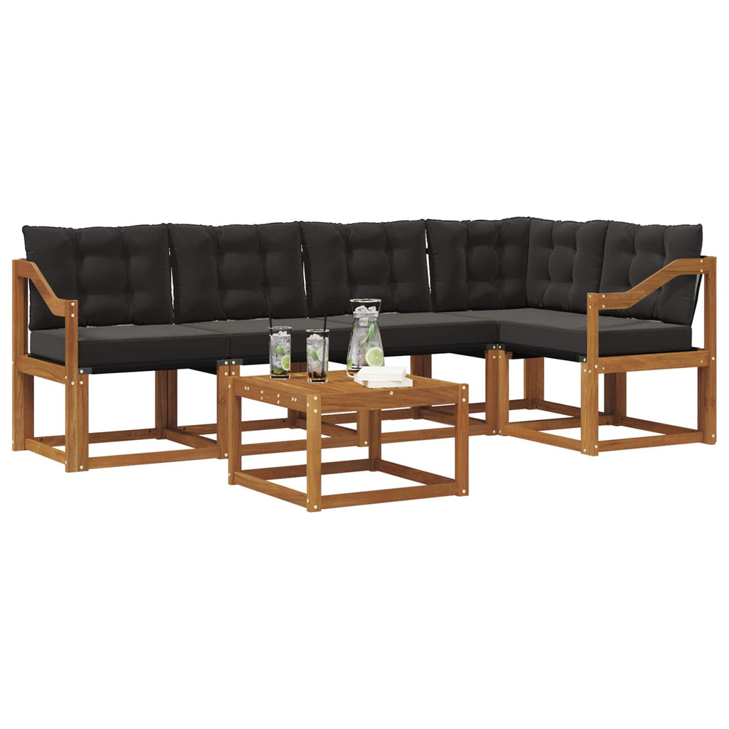 Outdoor-Sofagarnitur mit Kissen 6 pcs Natürlich und Schwarz