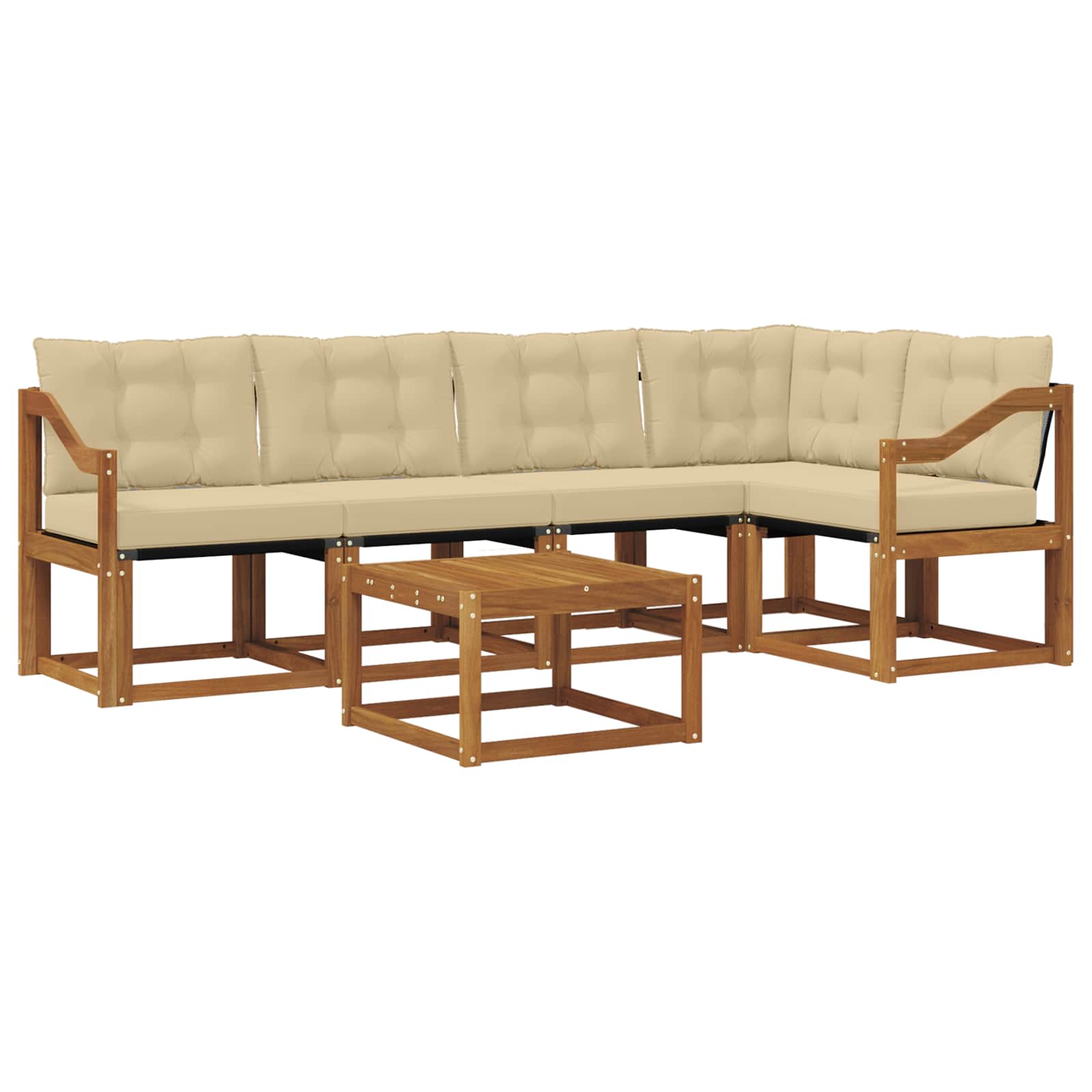 Outdoor-Sofagarnitur mit Kissen 6 pcs Natur und Beige