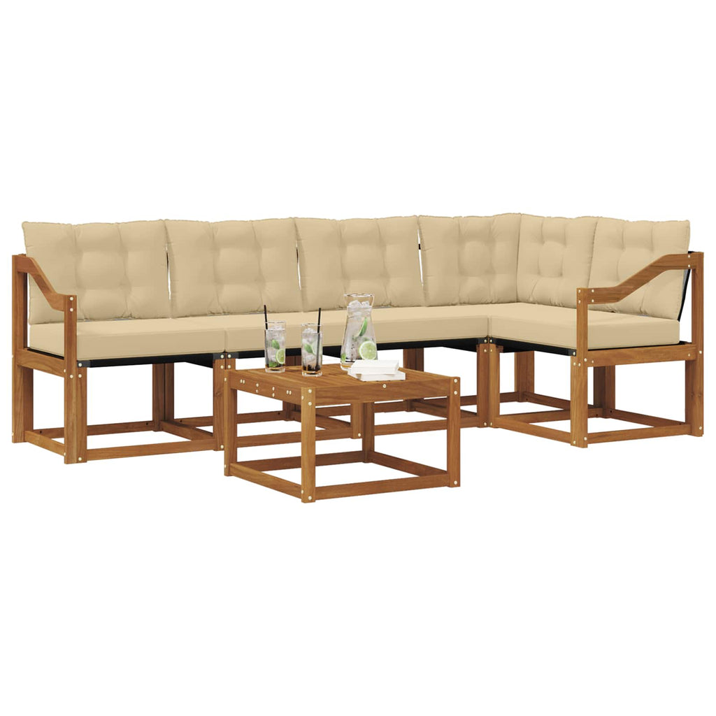 Outdoor-Sofagarnitur mit Kissen 6 pcs Natur und Beige