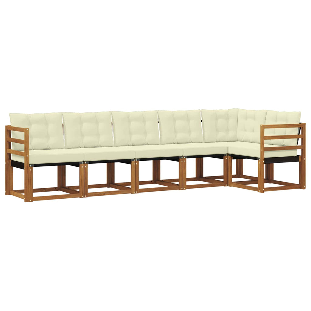 Outdoor-Sofagarnitur mit Kissen 6 pcs Natur und Creme