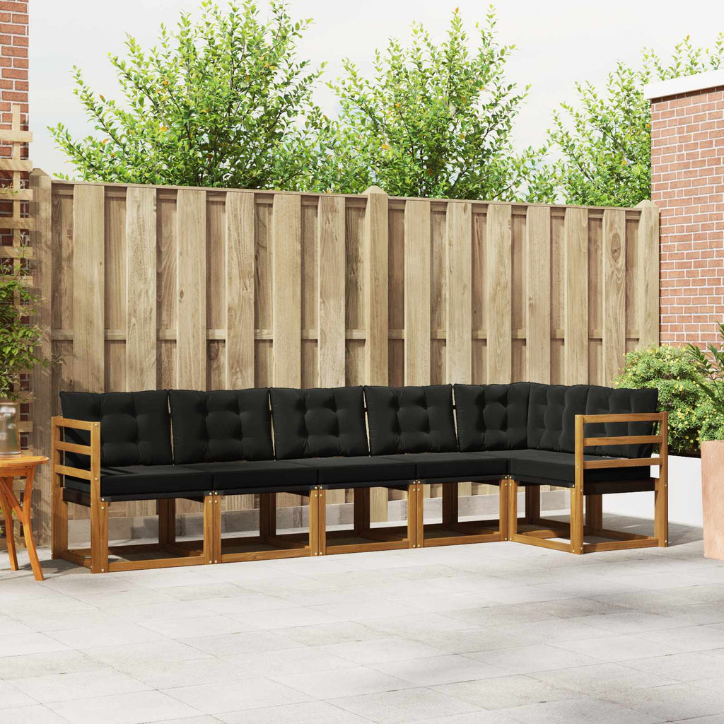 Outdoor-Sofagarnitur mit Kissen 6 pcs Natürlich und Schwarz