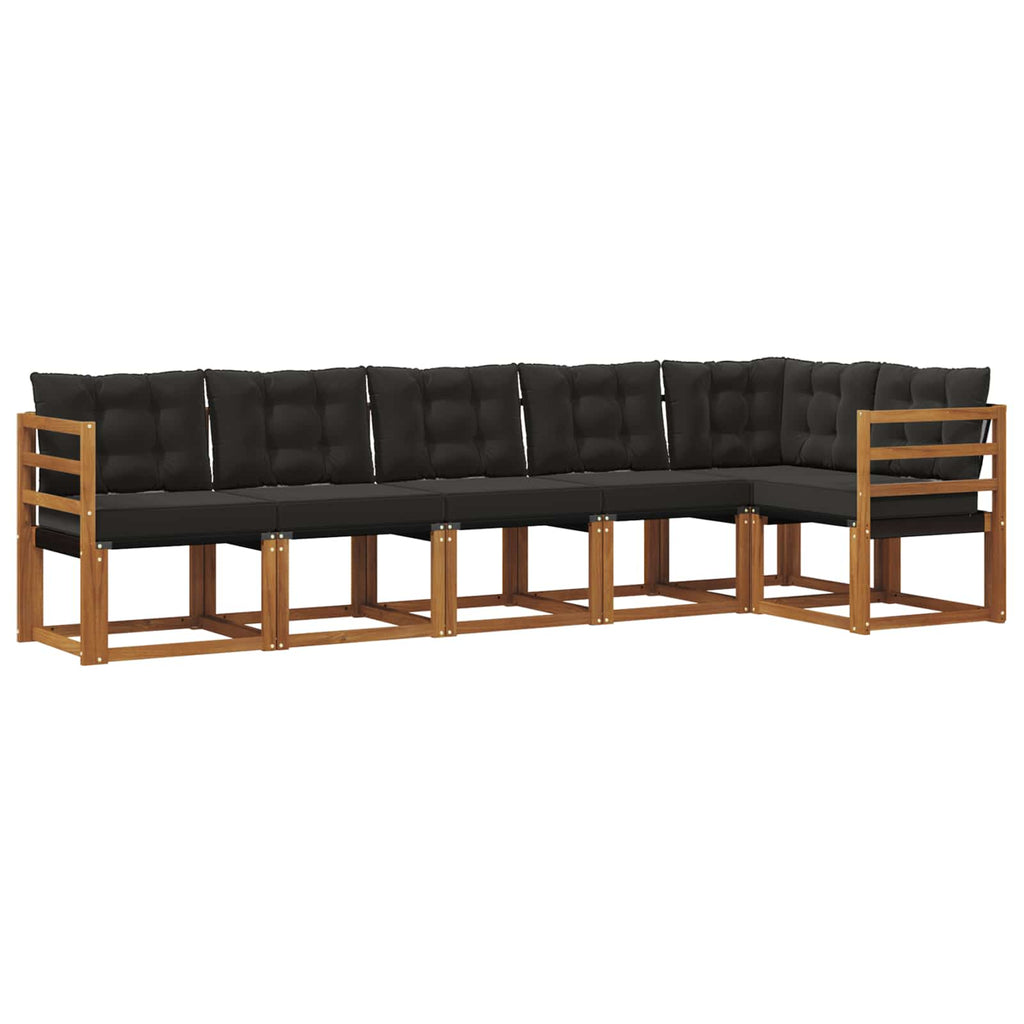 Outdoor-Sofagarnitur mit Kissen 6 pcs Natürlich und Schwarz