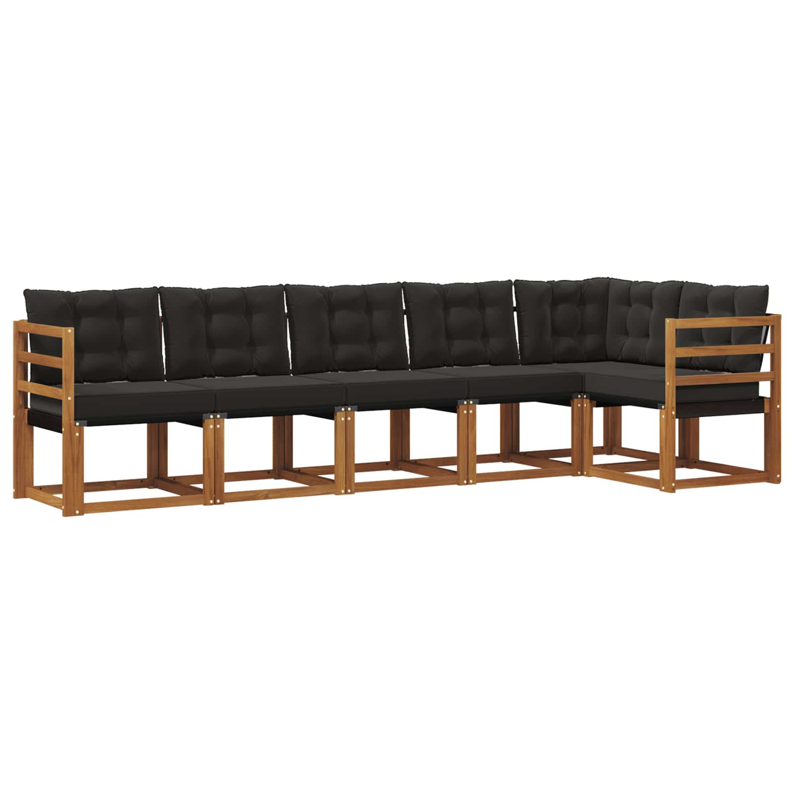 Outdoor-Sofagarnitur mit Kissen 6 pcs Natürlich und Schwarz